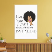 Black Queen Lady Curly Natural Afro African Canvas Afdruk (Insitu (Woonkamer))