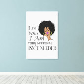 Black Queen Lady Curly Natural Afro African Canvas Afdruk (Insitu (Houten vloer))