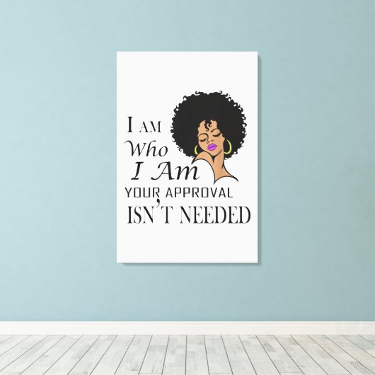 Black Queen Lady Curly Natural Afro African Canvas Afdruk (Insitu (Houten vloer))