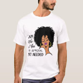 Black Queen Lady Curly Natural Afro African T-shirt (Voorkant)