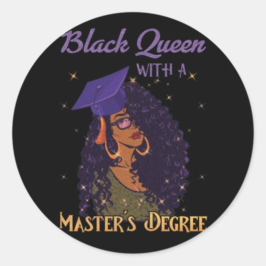 Black Queen Masters Degree Afstuderen Ronde Sticker (Voorkant)