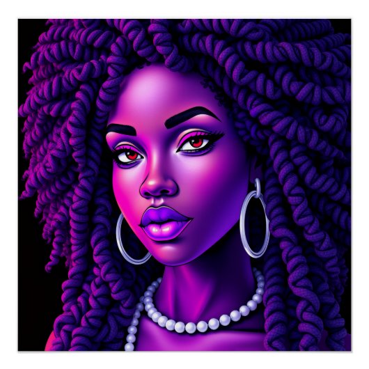 Black Queen Melanin Afrocentric Sista Dreads Locs Perfect Poster (Voorkant)