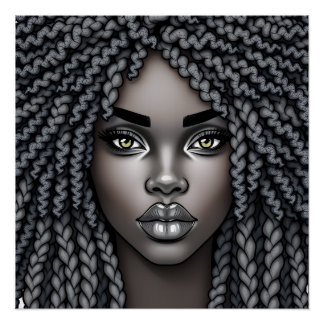 Black Queen Melanin Afrocentric Sista Dreads Locs Perfect Poster