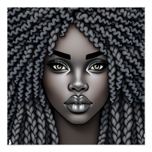 Black Queen Melanin Afrocentric Sista Dreads Locs Perfect Poster (Voorkant)