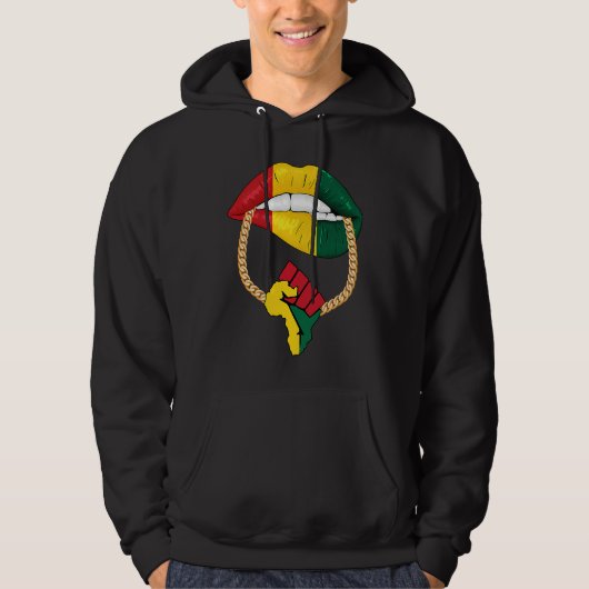 Black Queen Melanin Lips Africa Flag Pride BHM Bla Hoodie (Voorkant)