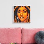 Black Queen Melanin Women Sista Orange Queens Canvas Afdruk (Insitu (Woonkamer))