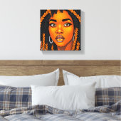 Black Queen Melanin Women Sista Orange Queens Canvas Afdruk (Insitu (Slaapkamer))