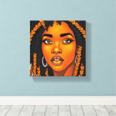 Black Queen Melanin Women Sista Orange Queens Canvas Afdruk (Insitu (Houten vloer))