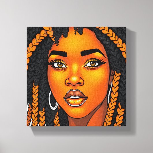 Black Queen Melanin Women Sista Orange Queens Canvas Afdruk (Voorkant)