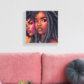 Black Queen Melanin Women Sista Orange Queens Canvas Afdruk (Insitu (Woonkamer))