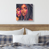 Black Queen Melanin Women Sista Orange Queens Canvas Afdruk (Insitu (Slaapkamer))