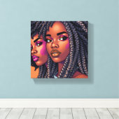 Black Queen Melanin Women Sista Orange Queens Canvas Afdruk (Insitu (Houten vloer))