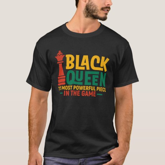 Black Queen Most Powerful Chess African American W T-shirt (Voorkant)