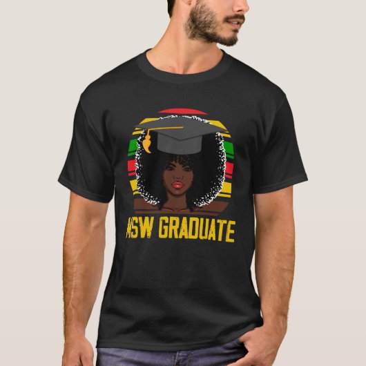 Black Queen MSW Social Work Retro Afro Masters Gra T-shirt (Voorkant)
