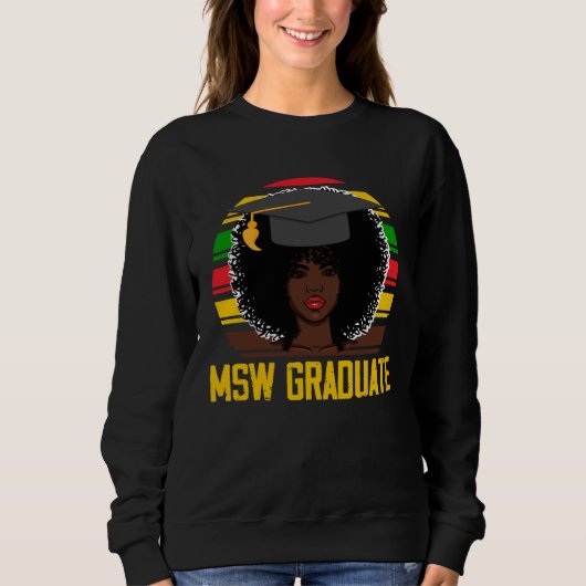 Black Queen MSW Social Work Retro Afro Masters Gra Trui (Voorkant)