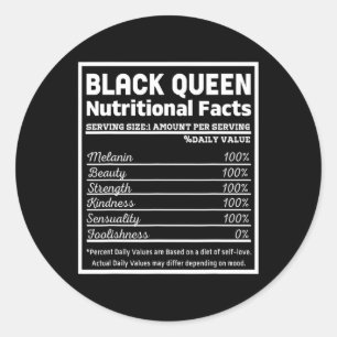 Black Queen Nutrition Facts Proud Black History Mo Ronde Sticker