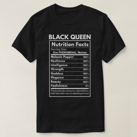 Black Queen Nutrition Facts T-shirt (Design voorkant)