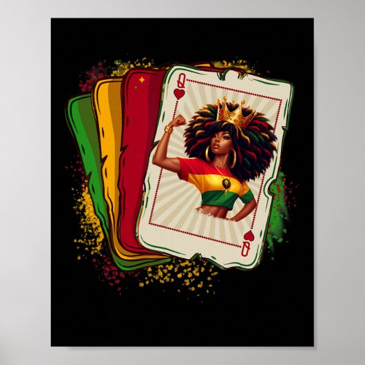 Black Queen of Hearts kaartspel Proud Black H Poster (Voorkant)