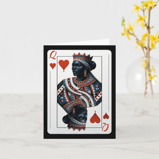 Black Queen of Hearts kaartspel Proud Black W Kaart (Gele Bloem)