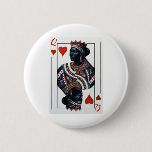 Black Queen of Hearts kaartspel Proud Black W Ronde Button 5,7 Cm
