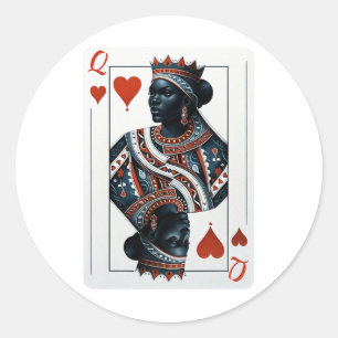 Black Queen of Hearts kaartspel Proud Black W Ronde Sticker