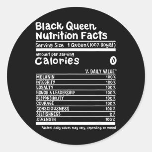 Black Queen Voedingsfeiten Melanin Pride Black Hi Ronde Sticker