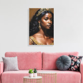 Black Queen Wearing Tiara Portrait Canvas Afdruk (Insitu (Woonkamer))