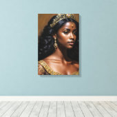 Black Queen Wearing Tiara Portrait Canvas Afdruk (Insitu (Houten vloer))