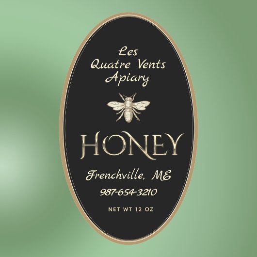 Black Queenline Honey Label Heraldic Bee