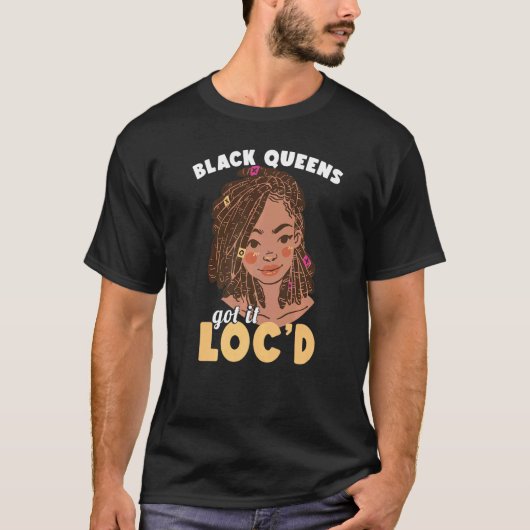 Black Queens heeft het in handen van Afro Hair Gir T-shirt (Voorkant)