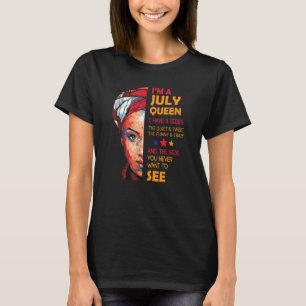 Black Queens ik ben een juli koningin met 3 zides T-shirt