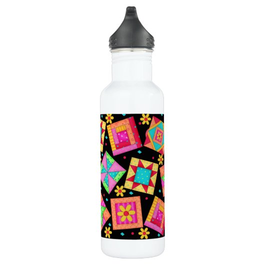 Black Quilt Block Art Waterfles (Rechts)