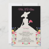 Black Quinceañera Invitation multi color, flowers (Achterkant)