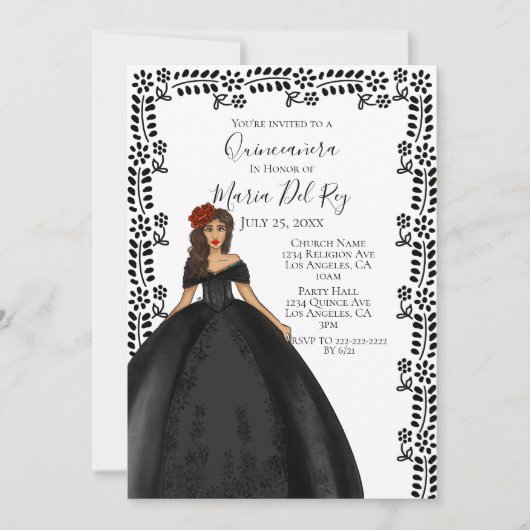 Black Quinceanera Dress Kaart (Voorkant)