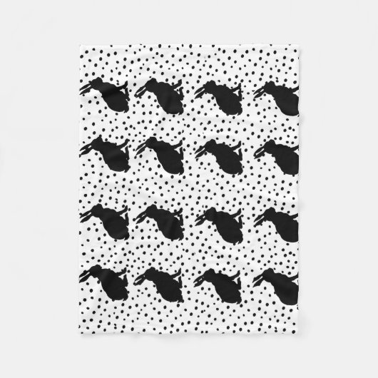 Black Rabbit Silhouette Easter Bunny Fleece Deken (Voorkant)