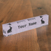 Black Rabbit Silhouette Easter Bunny Naambordje (Zijkant)