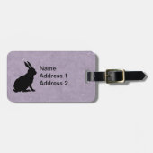 Black Rabbit Silhouette Easter Bunny Paars Bagagelabel (Voorkant horizontaal)