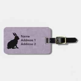 Black Rabbit Silhouette Easter Bunny Paars Bagagelabel