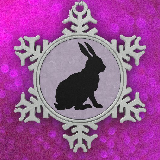 Black Rabbit Silhouette Easter Bunny Tin Sneeuwvlok Ornament