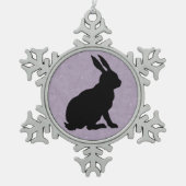 Black Rabbit Silhouette Easter Bunny Tin Sneeuwvlok Ornament (Voorkant)
