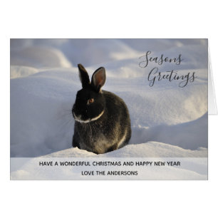 Black Rabbit Winter Snow Xmas Foto gepersonaliseer