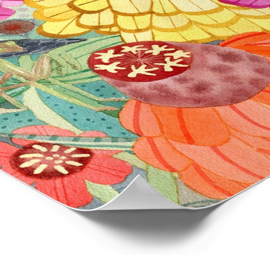 Black Racer en Zinnias poster (Hoek)