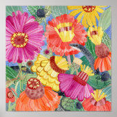 Black Racer en Zinnias poster (Voorkant)