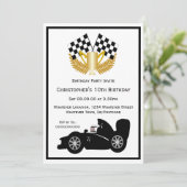 Black Racing Car Verjaardagsfeestje Kaart (Staand voorkant)