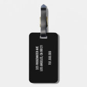 Black Racing Stripes op Oranje monogrammed Custom Bagagelabel (Achterkant verticaal)