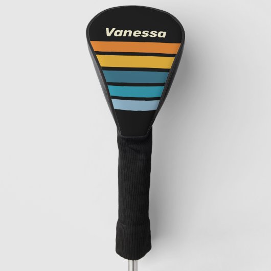 Black Rainbow Across Striping with Name Golfheadcover (Voorkant)