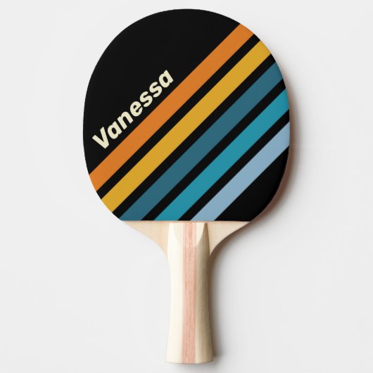 Black Rainbow Angled Striping with Name Tafeltennisbatje (Voorkant)