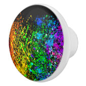 Black Rainbow Color Paint Splatter Colorful Keramische Knop (Rechts)