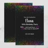 Black Rainbow Elegante uitnodiging voor verjaardag (Voorkant / Achterkant)