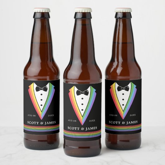 Black Rainbow Gepersonaliseerde Groomsmen Gay Prid Bier Etiket (Flessen)